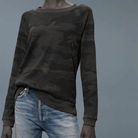 Vintage Y2K Grey Army Camo Grungy Knit Sweater - Picture 1 of 14